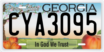 GA license plate CYA3095