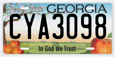 GA license plate CYA3098