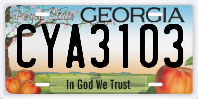 GA license plate CYA3103