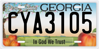 GA license plate CYA3105