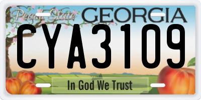 GA license plate CYA3109