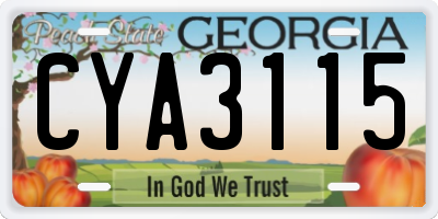 GA license plate CYA3115
