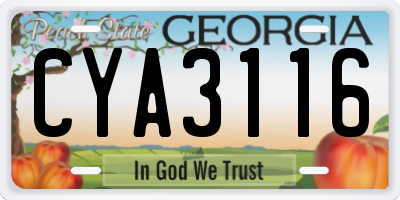 GA license plate CYA3116