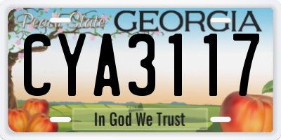 GA license plate CYA3117