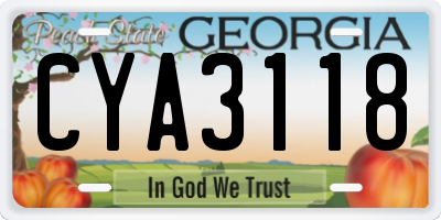 GA license plate CYA3118