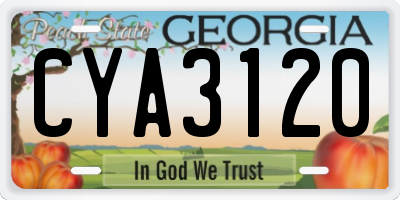 GA license plate CYA3120