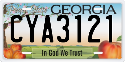 GA license plate CYA3121