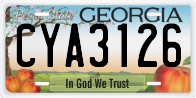 GA license plate CYA3126