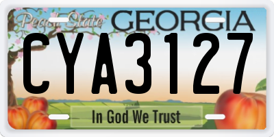 GA license plate CYA3127