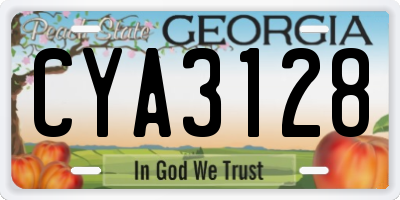 GA license plate CYA3128