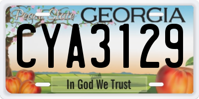 GA license plate CYA3129