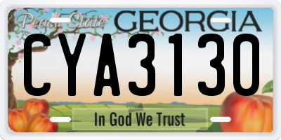 GA license plate CYA3130