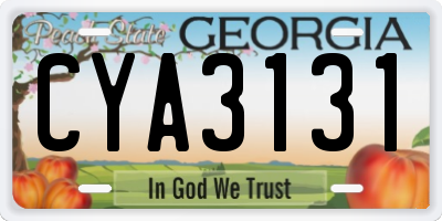 GA license plate CYA3131