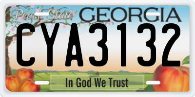 GA license plate CYA3132