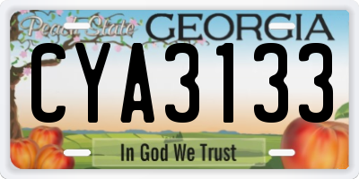 GA license plate CYA3133