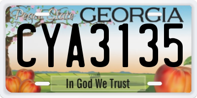 GA license plate CYA3135