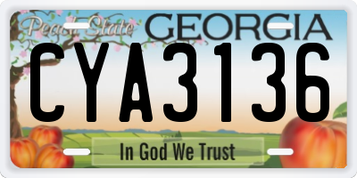 GA license plate CYA3136