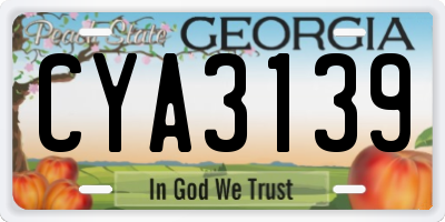 GA license plate CYA3139