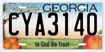 GA license plate CYA3140