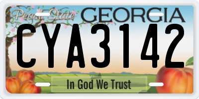 GA license plate CYA3142