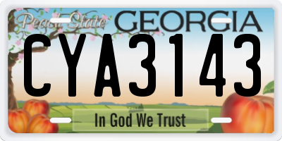 GA license plate CYA3143