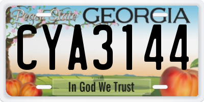 GA license plate CYA3144