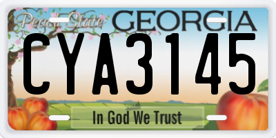 GA license plate CYA3145