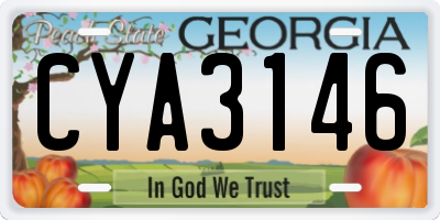 GA license plate CYA3146