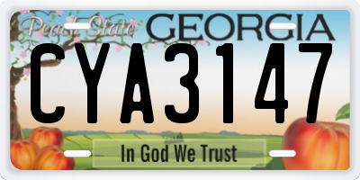GA license plate CYA3147