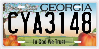 GA license plate CYA3148
