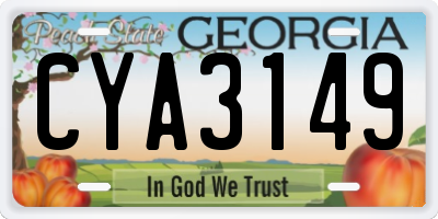 GA license plate CYA3149