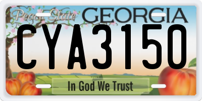GA license plate CYA3150