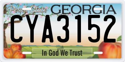 GA license plate CYA3152