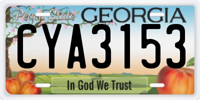 GA license plate CYA3153