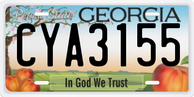 GA license plate CYA3155