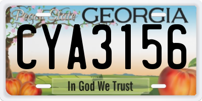 GA license plate CYA3156