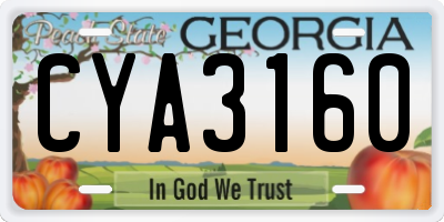 GA license plate CYA3160