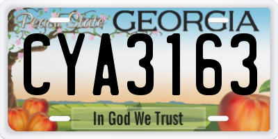 GA license plate CYA3163