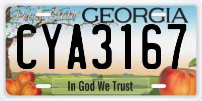 GA license plate CYA3167