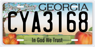 GA license plate CYA3168