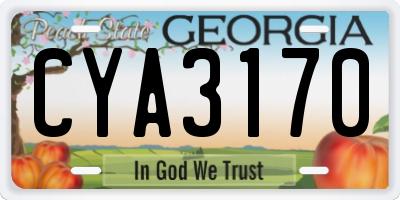 GA license plate CYA3170