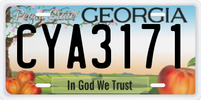 GA license plate CYA3171