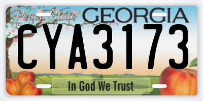 GA license plate CYA3173