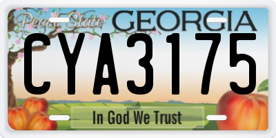 GA license plate CYA3175