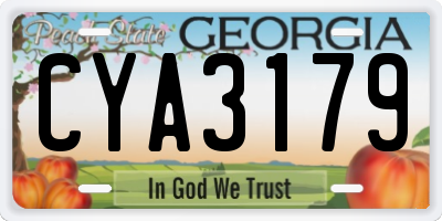 GA license plate CYA3179