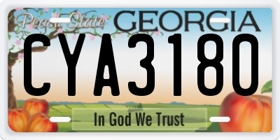 GA license plate CYA3180