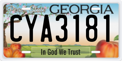 GA license plate CYA3181