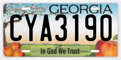 GA license plate CYA3190