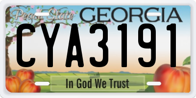 GA license plate CYA3191