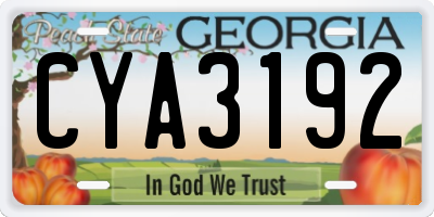 GA license plate CYA3192